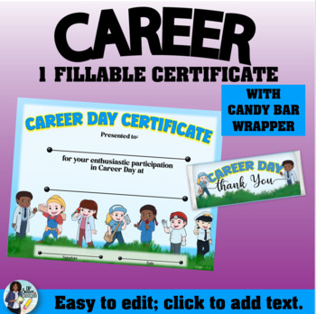 Preview of Career Day Certificate 3 with Candy Bar Wrapper