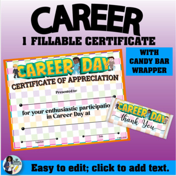 Preview of Career Day Certificate 4 with Candy Bar Wrapper