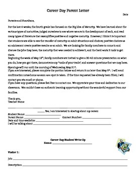 Preview of Career Day Parent Letter and Student Accountability Write Up