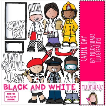 Preview of Career Day clip art BLACK AND WHITE by Melonheadz Clipart