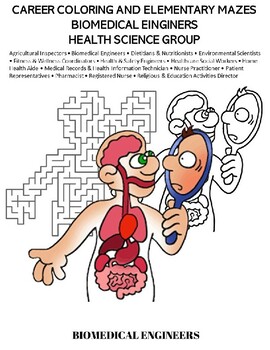 Preview of Career Elementary Coloring Maze_ Biomedical Engineers_ Health Science Group