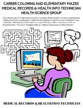 Preview of Career Elementary Coloring Maze_ Medical Records & Health Info Tech_ Health Grp