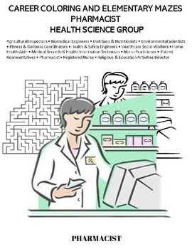 Preview of Career Elementary Coloring Maze_ Pharmacist_ Health Science Group