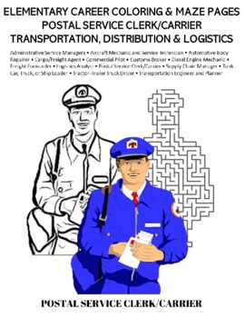 Preview of Career Elementary Coloring Maze_ Postal Serv. Clerk/Carrier Transportation Group