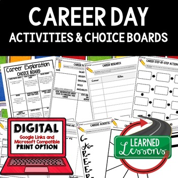 Preview of Career Exploration Activities, Choice Board, Google, Career Day Activities