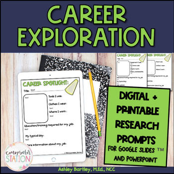 Preview of Career Exploration Research Prompts - Printable and Digital for Google Slides™
