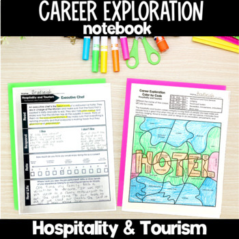 Preview of Career Exploration Hospitality and Tourism Notebook | Activities | Color by Code