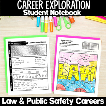 Preview of Career Exploration Law Public Safety Notebook Passages Color by Code