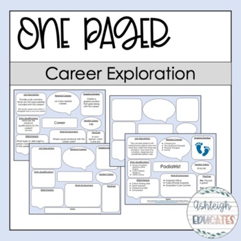 Preview of Career Exploration  One Pager