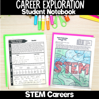 Preview of Career Exploration STEM Notebook STEM Career Activities Color by Code