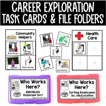 Preview of Career Exploration Task Cards & File Folders for Special Education 