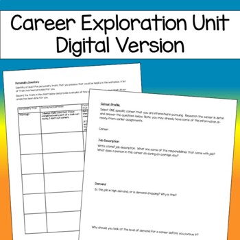 Preview of Career Exploration Unit DIGITAL Version