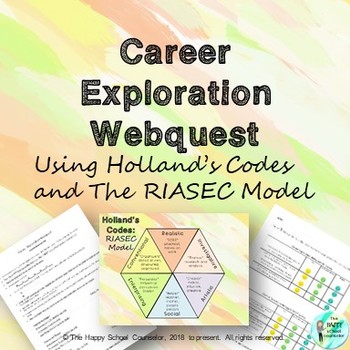 Preview of Career Exploration Hollands Code + RIASEC Model Webquest