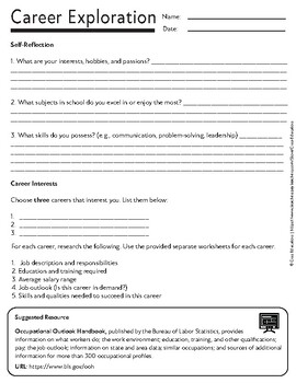 Preview of Career Exploration Worksheet - Bilingual PDF