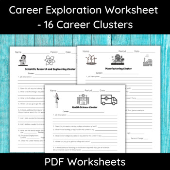 Preview of Career Exploration Worksheet, Career Cluster Word Search, Career Games Bundle