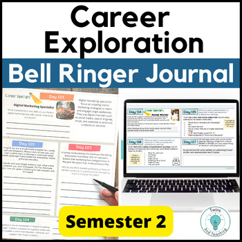 Preview of Career Exploration Worksheets - Bell Ringer Journal for Second Semester