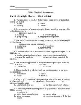 Preview of Career & Financial Mgmt (CFM) -- Personal and Professional Ethics: Test, Notes