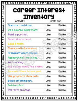 career interest inventory pictorial version