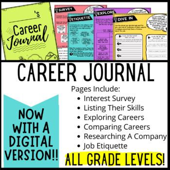 Preview of Career Journal Activity --PAPER/DIGITAL! Make thinking about their future fun!