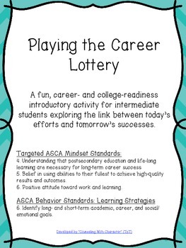 Career Lottery Lesson Career And College Readiness Activity Tpt