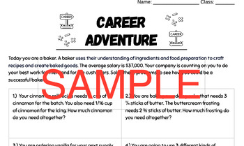 Preview of Career Math- Baker (adding fractions)
