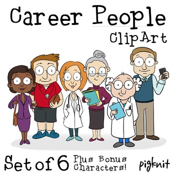 Career People Clip Art -- Teacher, Doctor, Librarian, Coach, Business Woman