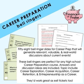 Preview of Career Preparation Bell Ringers (58 total with answers)