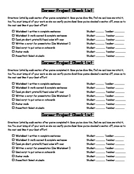 Preview of Career Project Checklist