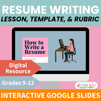 Preview of Resume Writing Lesson, Template, & Rubric - Career Readiness, Job/Life Skills