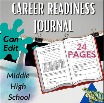 Preview of Career Exploration Goal Setting Journal for Middle or High School (Editable)