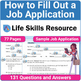 Job Application Students Practice Activity and Worksheet f