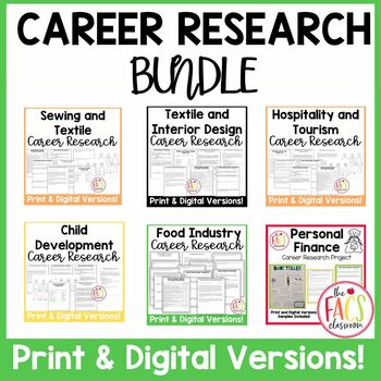 Preview of Career Research | Bundle | Family and Consumer Sciences | College and Career