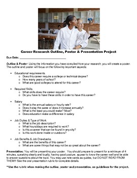 Preview of Career Research Outline, Poster & Presentation Project