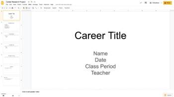 Preview of Career Research Presentation Template