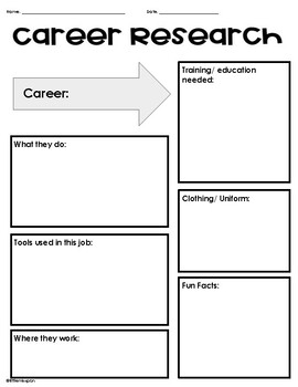 Preview of Career Research Template for Career Week