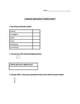 Preview of Career Research Worksheets