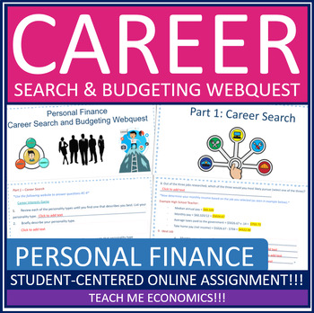 Preview of Career Search & Budgeting Personal Finance Economic Webquest Economics Worksheet