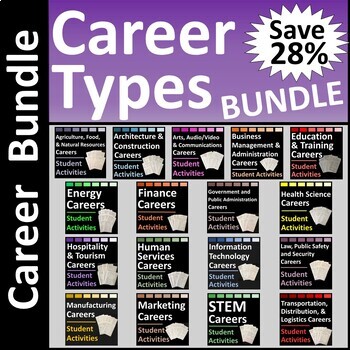 Preview of Career Exploration and Clusters Lessons and Activities Bundle SAVE 28%