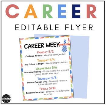 Preview of Career Week | Editable Spirit Week | Dress Up Days | Career Day Flyer
