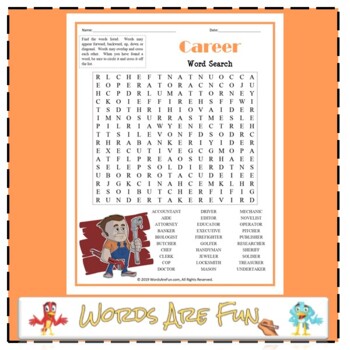 career word search puzzle by words are fun teachers pay teachers