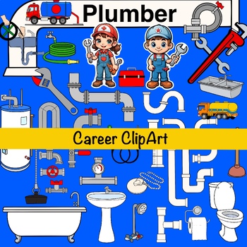 Preview of Career day, occupations, community helpers, PLUMBERS clipart, puppets