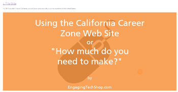 Preview of Career exploration with the  CA Career Zone web site for Teens