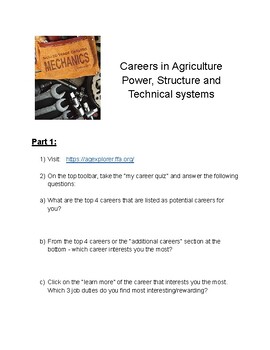 Preview of Career research - Agriculture mechanics/Skilled Trades