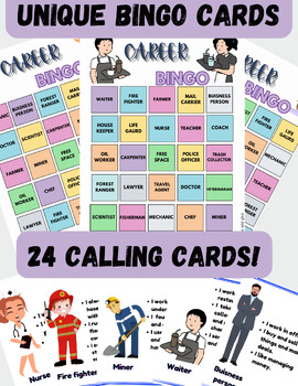 Preview of Careers Bingo | 24 Careers and Jobs | 30 Bingo Cards