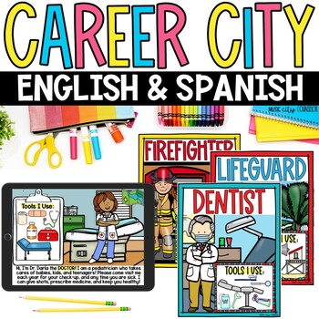 Preview of Careers & Community Helpers, Virtual Career Day, Bilingual Digital & Printable