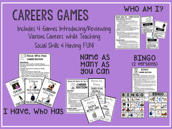 Preview of Careers Games for Special Education, Transition and Life Skills