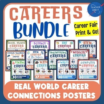 Preview of Careers Posters | STEM Science History Language Arts Math | Career Fair Decor