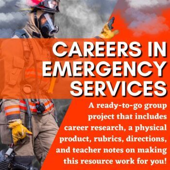 Preview of Careers in Emergency Services Poster Project (CTE, EMS, Fire, Police)