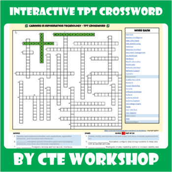 Preview of Careers in Information Technology - TpT Crossword - Interactive Google Sheets