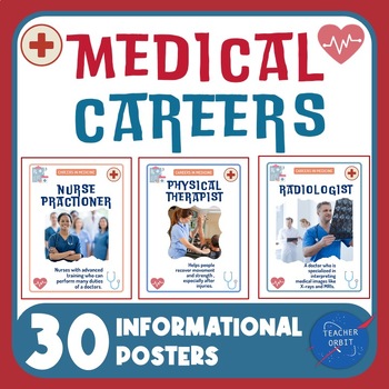 Preview of Careers in Medicine Posters | Classroom Decor Science Medical Health Healthcare